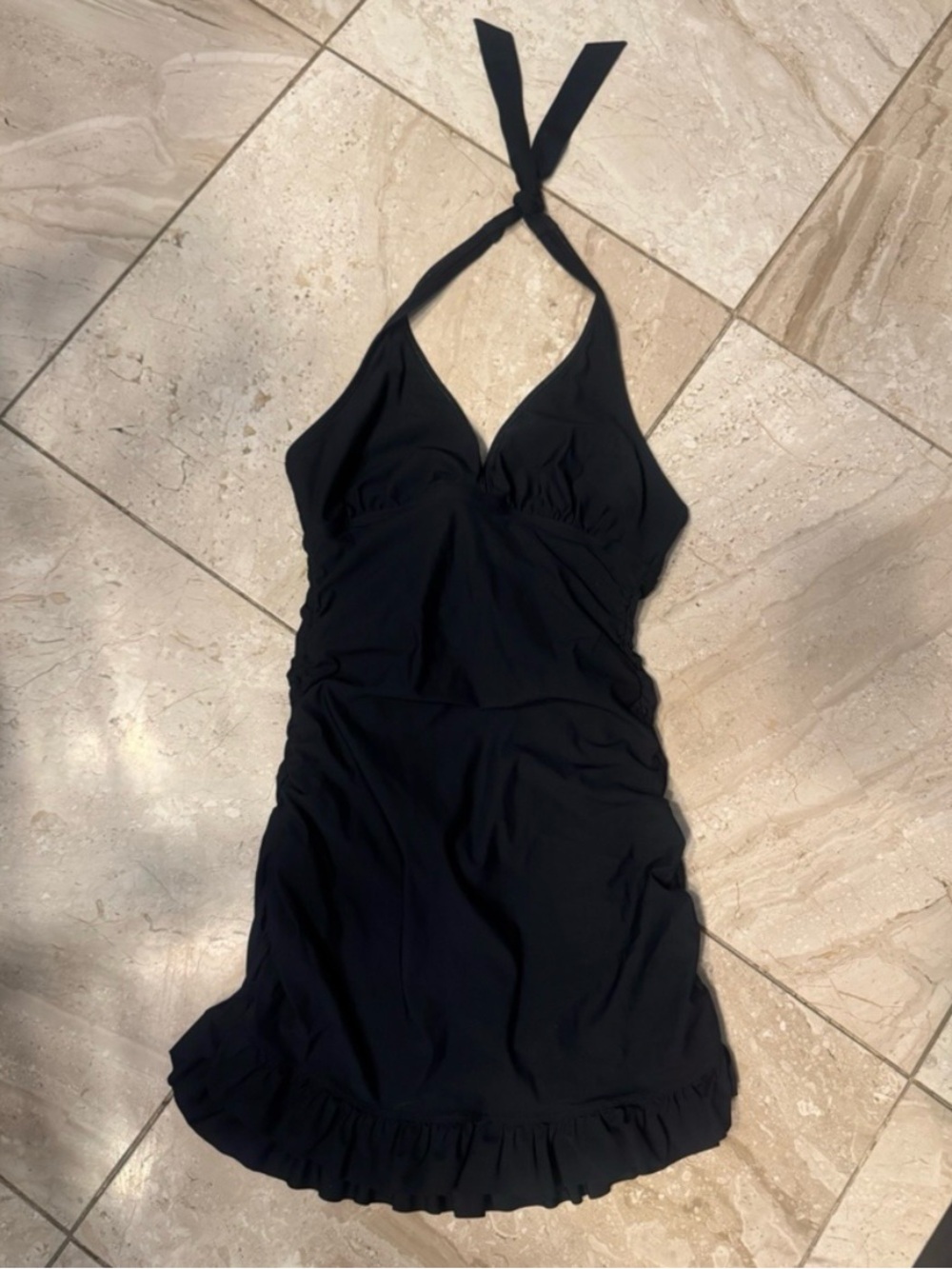 Spanx Love Your Assets Black Halter Swim dress.  Size Medium.